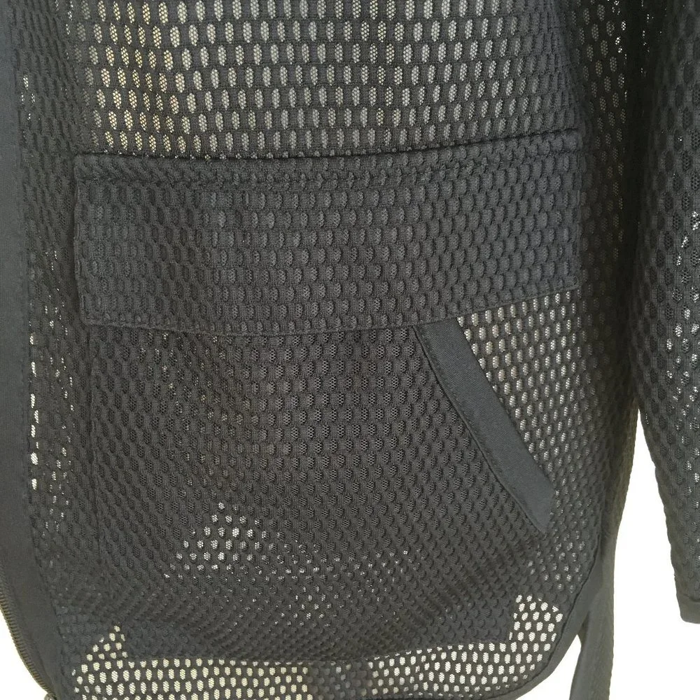 Zara Black Long Mesh Sport Hooded Jacket High Low - Picture 5 of 11